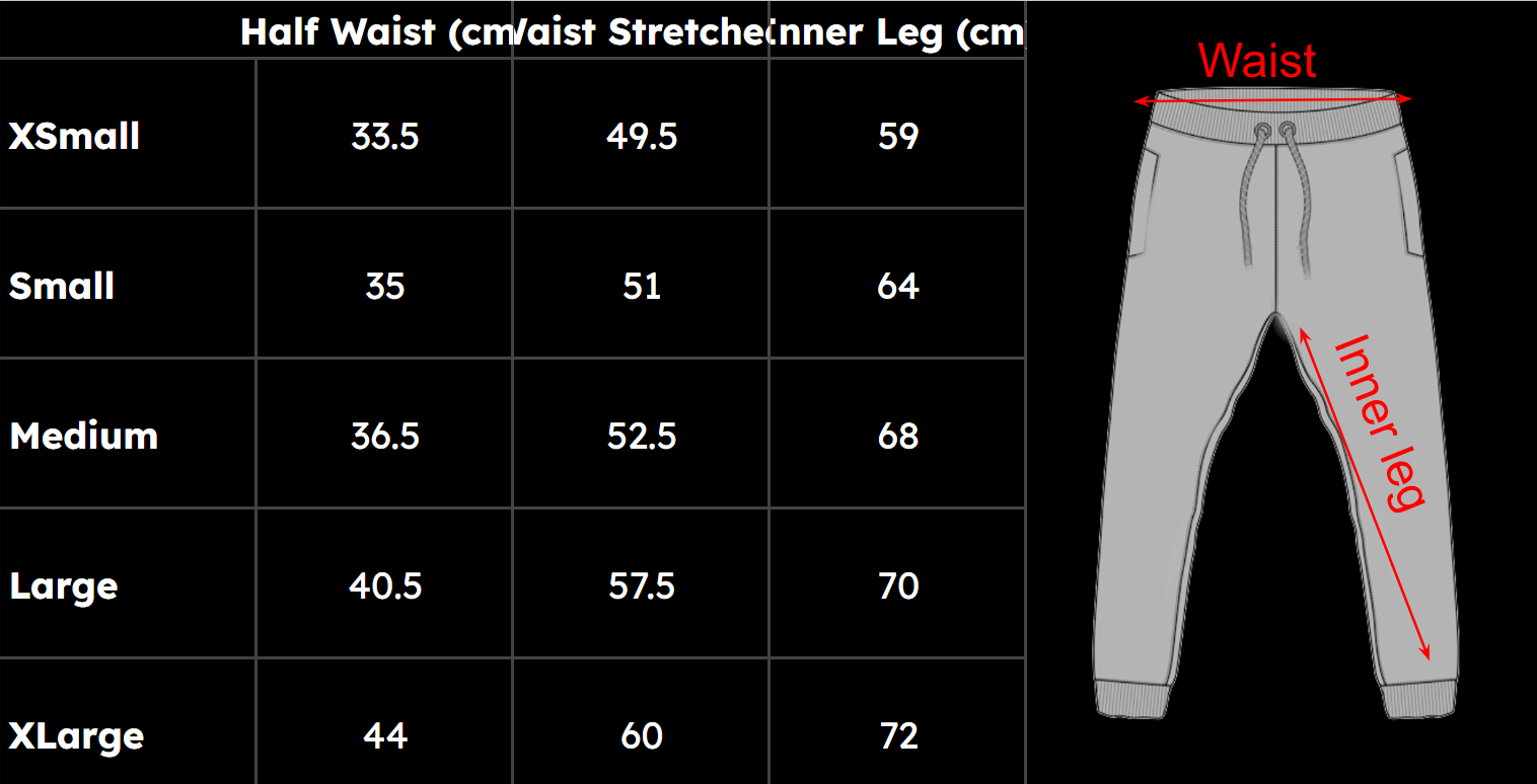 Size Guide Midnight Threads